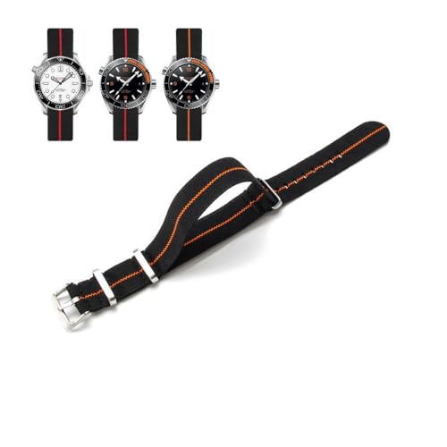 WUURAA Ein dehnbares, gewebtes Uhrenarmband 18 mm/20 mm/22 mm for Männer und Frauen (Color : Black orange, Size : 18mm Black)