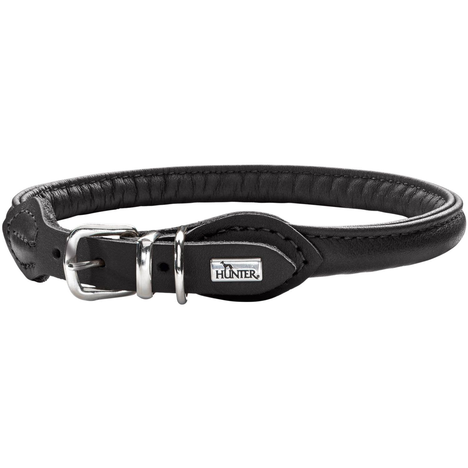 HUNTER Round & Soft Hundehalsband, Leder, Nappa, rundgenäht, weich, 40 (S), schwarz