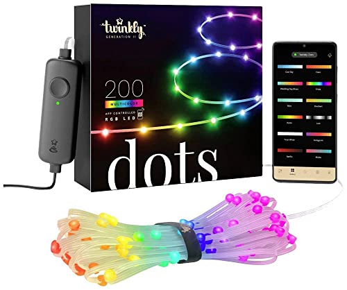 Twinkly Dots - App-Controlled Flexible LED Light String mit 200 RGB (16 Million Farben) LEDs. 10 m Transparent Wire. Indoor und Outdoor Smart Home Lighting Dekoration.