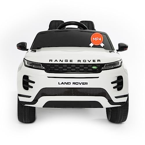 Elektroauto für Kinder Range Rover Evoque | kinderauto elektrisch mit 12-Volt-Batterie, MP4-Touchscreen-Monitor, Kindersitz aus Leder, offizielles Lizenzprodukt (weiß)