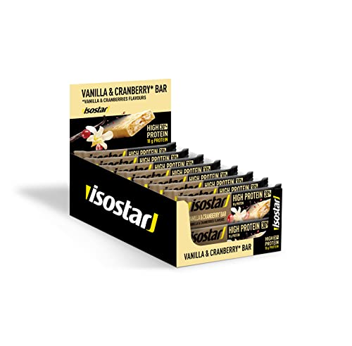 Isostar Barres High Protein 30 Saveur Vanille Cranberry - lot de 16 Barres protéinées pour sportifs - 16x55g