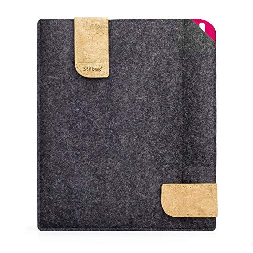 Stilbag Filztasche für Huawei MediaPad M5 Lite 10 | Etui Case aus Merino Wollfilz und Kork mit M-Pen Fach | Modell KUNO in anthrazit - pink | Tablet Schutz-Tasche Made in Germany