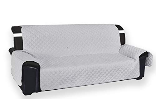 Tex family Sofaüberwurf Perle Vivy gesteppt glatt grau - 3-Sitzer Sitzfläche 170 cm