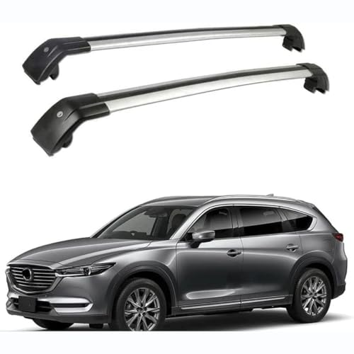 Dachträger Querträger, für Mazda CX-8 SUV 2018-2024 Auto Dachträger Dachreling RelingträGer Aluminium Dachgepäckträger Für Autos,C-Silver Black