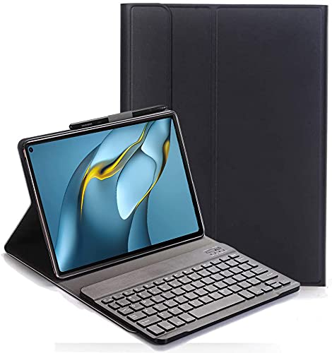 YHFZR Tastatur Hülle for Huawei MatePad Pro 10,8 Zoll 2021 - (QWERTY Layout), Ultradünn Flip Entfernbar Drahtloser Keyboardständer Ledertasche für Huawei MatePad Pro 10,8 Zoll 2021 Tablet, Schwarz