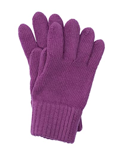 FosterNatur, Kinder Finger Handschuhe/Strickhandschuhe/Wollhandschuhe, 100% Wolle (Merino) (4, Lila)
