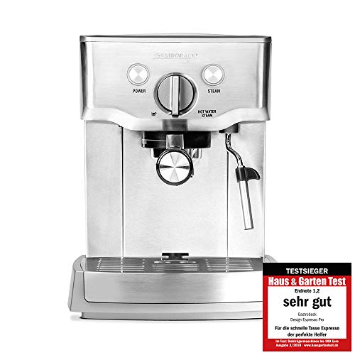 GASTROBACK #42616 Design Espresso Barista Pro, programmierbare Siebträger-Espressomaschine mit Kegelmahlwerk und professioneller italenischer ULKA Espressopumpe (15 bar) im modernen Design