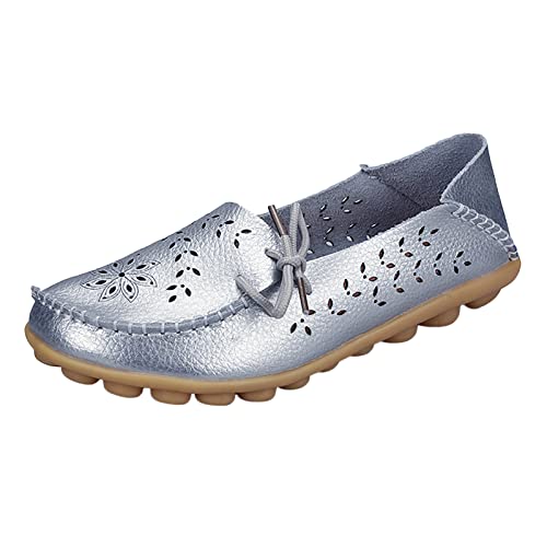Damenschuhe Angebote Slip On Damen Comfort Walking Flat Loafers Freizeitschuhe Driving Loafers Wanderschuhe für Damen S Schuhe Damen Sneaker (Silver, 36)