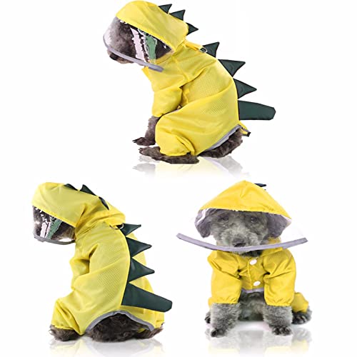 Hunde-Regenmantel mit Kapuze, wasserdichte Hundejacke, reflektierender Overall, Outdoor-Bekleidung mit Mesh-Futter, leicht und atmungsaktiv (Size : S-XXL) Yellow-M