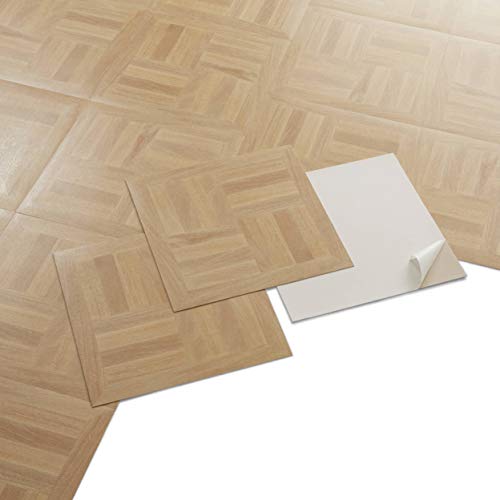 PVC Bodenbelag - Selbstklebende Fliesen - Heller Holzboden-Effekt - Beige - 2,04m²/22 Fliesen