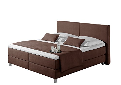 Maintal Boxspringbett Metropol, 180 x 200 cm, Strukturstoff, 7-Zonen-Kaltschaum Matratze h3, choco