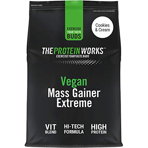 Vegan Mass Gainer Extreme | Cookies n Cream | Kalorienreicher & Proteinreicher Pulver-Shake | Kohlenhydratreicher Weight Gainer | THE PROTEIN WORKS | 2kg