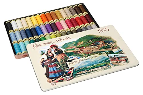 Gutermann GUT_640954 Vintage Blechgarn Set 100 m Grundfarben x 48 Rollen, mehrfarbig, Einheitsgröße