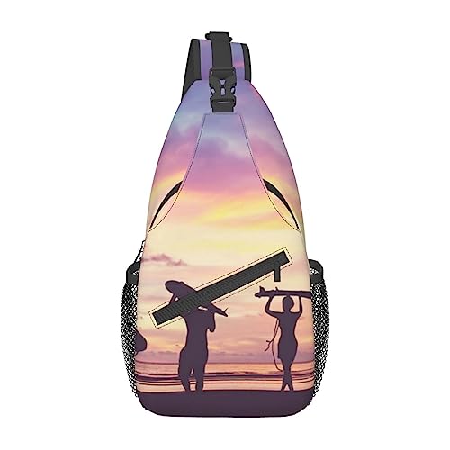 Surfer-Rucksack mit Menschen-Aufdruck, leicht, faltbar, Umhängetasche, wasserabweisend, Schulterrucksack für den täglichen Gebrauch, Schwarz , Einheitsgröße