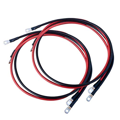 ECTIVE Wechselrichter-Kabel – M8/M8, 1,5m, rot/schwarz, Kupfer, 35 mm² - Batteriekabel, Kabel-Satz, Kabel für Wechselrichter 3000W mit Ringösen für 12V Batterie, Versorgungsbatterie, Autobatterie