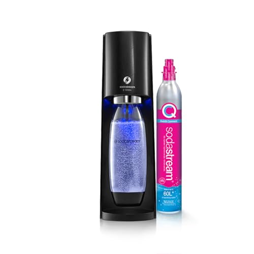 SodaStream E-Terra, elektrischer Wassersprudler, 1 Flasche Haustier, inklusive Zylinder Co2, 1 Liter und 1 Netzteil