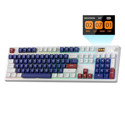 LTC Nimbleback NB-1041 Pro Mechanical Keyboard, RGB, 2.4 GHz/BT/Wired, Red Switches, Blue, Mixed Color