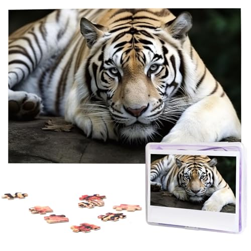 Jigsaw Puzzles 1000 Teile Für Erwachsene Tiger Liegen Auf Felsen Jigsaw Puzzle Coole Tier Weihnachten Puzzle Geschenk Puzzle Für Familie Größe 75 X 50 cm