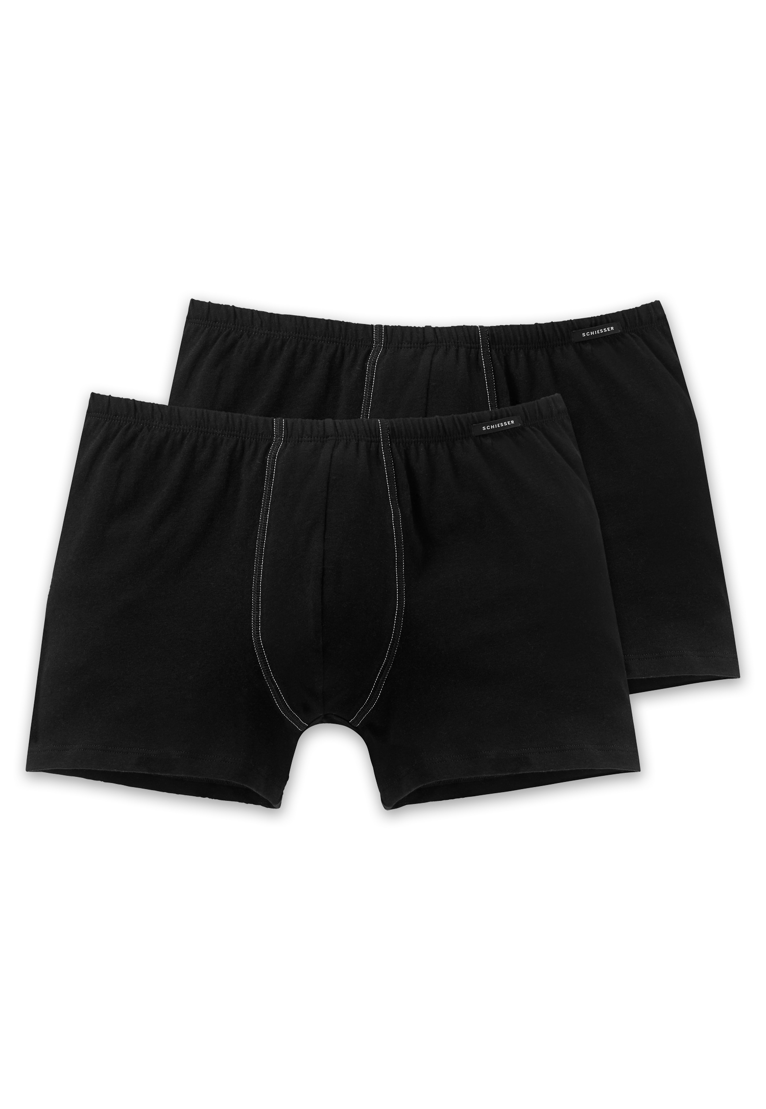 Schiesser Herren (2er Pack) Shorts Unterhose mit weichem Bündchen, (schwarz 000), Small