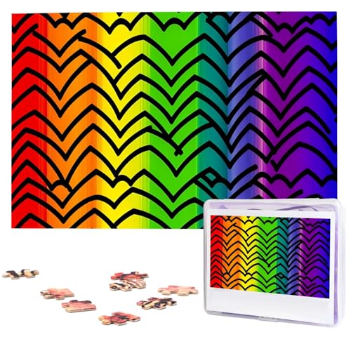 Gay Pride Regenbogen Muster Puzzles 1000 Teile Personalisierte Puzzles Fotos Puzzle für Familie Bild Puzzle für Erwachsene Hochzeit Geburtstag (74,9 x 50 cm)