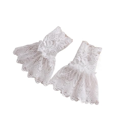 1 Paar gefälschte Manschetten, abnehmbare elastische Manschetten, Damen-Spitzen-Handgelenkmanschetten, plissiertes Hochzeitskleid-Zubehör (Color : Colour14-10 (2), Size : One size)
