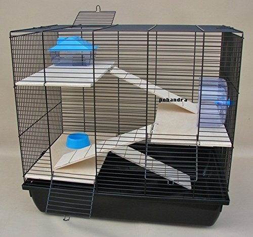 Nagerkäfig, Hamsterkäfig, Käfig, Etagen-Käfig REX 3 blau Holzausstattung