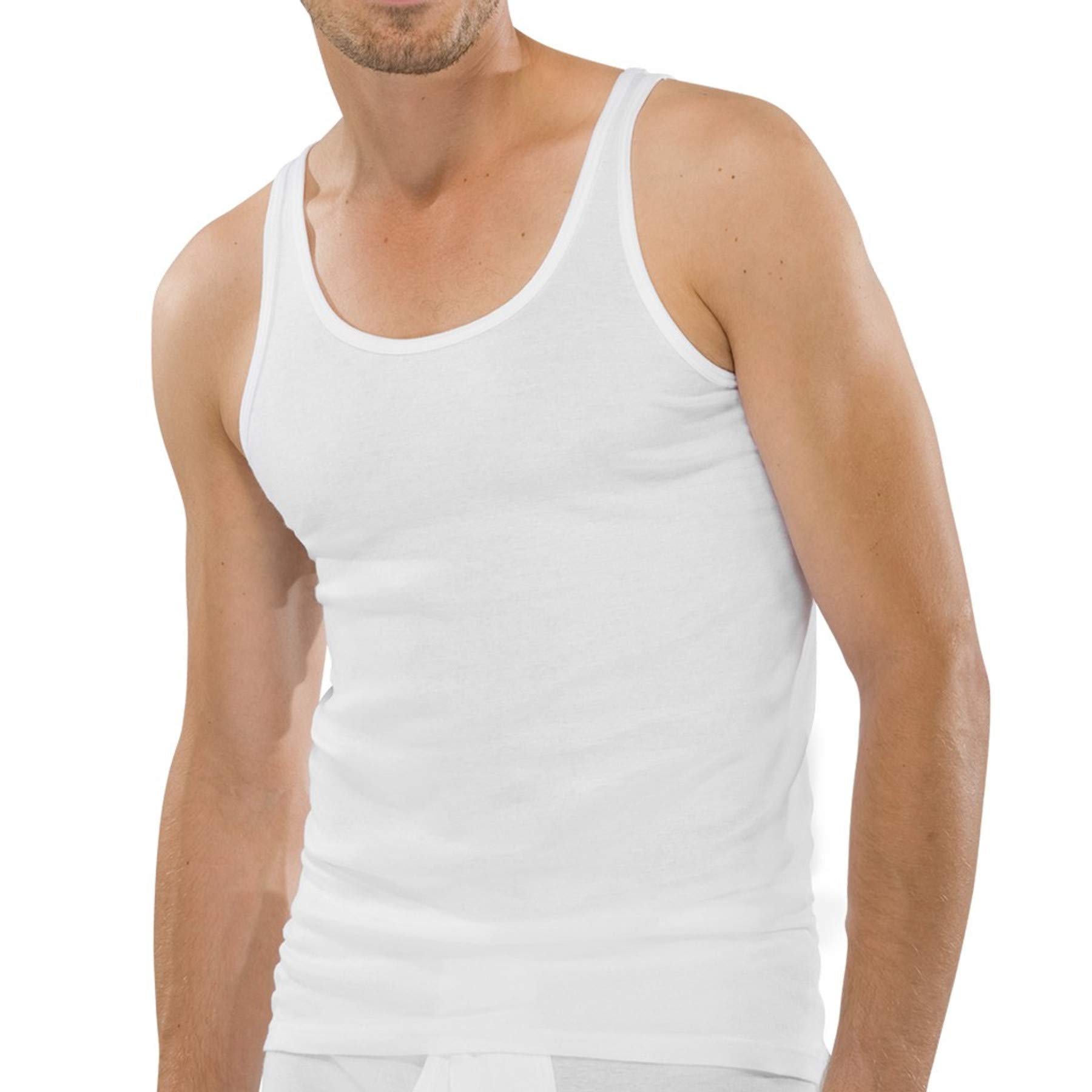 Schiesser Herren 2 Pack Ohne Arm - Original Feinripp Unterhemd, Weiss_005121, 4XL Große Größen EU