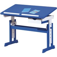 Inter Link Schülerschreibtisch Schreibtisch Arbeitstisch Kinderschreibtisch Massivholz MDF Blau und weiss lackiert BxHxT: 109 x 65-89 x 56 cm