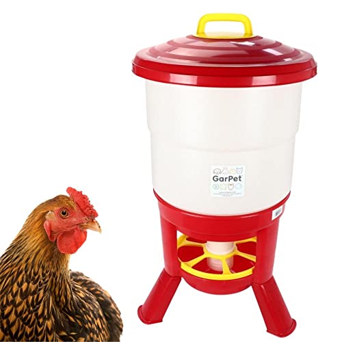 Hühner Futterautomat 50 L Geflügelfutterautomat Silo Geflügel Futterspender Futtertrog mit Füßen Futtersilo Automatisch Trichter