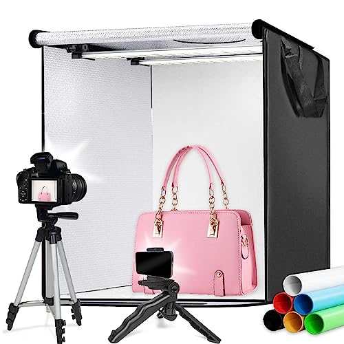 DTESL 24x24 Photo Light Box Professional Portable Photo Studio Photo Light Studio Photo Tent Light Box 6 Color Backdrops, Foldable Picture Lightbox (24x24 Photo Box)