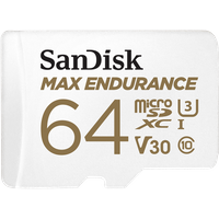 SanDisk Max Endurance - Flash-Speicherkarte (microSDXC-an-SD-Adapter inbegriffen) - 64GB - Video Class V30 / UHS-I U3 / Class10 - microSDXC UHS-I (SDSQQVR-064G-GN6IA)