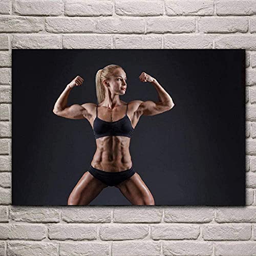 CloudShang Frauen Power Poster Bodybuilder Frau Weibliche Harte Arbeit Muskeln Power Fitness Poster Motivational Wand Bilder Gym Poster Workout Übung Home Gym Deko F04094