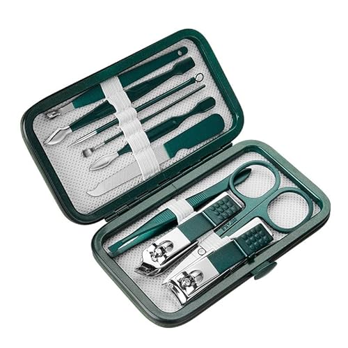 Präzisions-Nagelknipser-Set, tragbares Nagel- und Fußtherapie-Set, leuchtend schwarzes Körperpflegegerät, Augenbrauenschere (Color : Green 10)