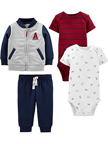 Simple Joys by Carter's 4-Piece Fleece Jacket, Bodysuit infant-and-toddler-pants-clothing-sets, blau/rot, 24 Months