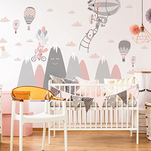 Ambiance Wandtattoos für Kinder – Dekoration Babyzimmer – Aufkleber Riesige Tiere RIGOLOS – 120 x 180 cm