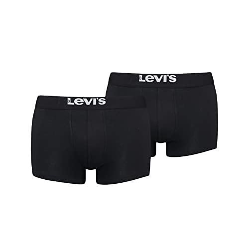 Levi's Herren Levis Men SOLID Basic Trunk 2P Boxershorts, Rot (Chili Pepper 186), Large (Herstellergröße: 030) (2er Pack)