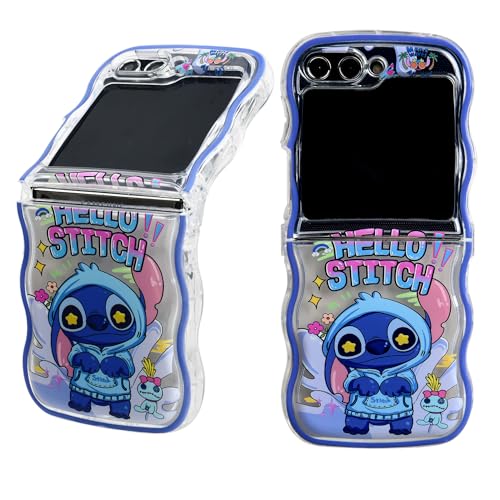 QAOMECABNH Cartoon-Schutzhülle für Z Flip 5, Ständer, 3D-Cartoon-Charakter, schöne Katze, Kinder, für Stitch Grils, TPU, ultradünn, Schutzhülle für Samsung Galaxy Z Flip 5 (für Stitch-2, Flip 5)