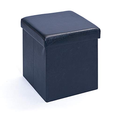 Inter Link – Aufbewahrungsbox mit Deckel - Faltbox – Waschbare Boxen - Polyurethan – Kunstleder – Kisten – Für Kleidung, Spielzeuge – Stauraum – 38 x 38 x 38 cm – Schwarz – Setti