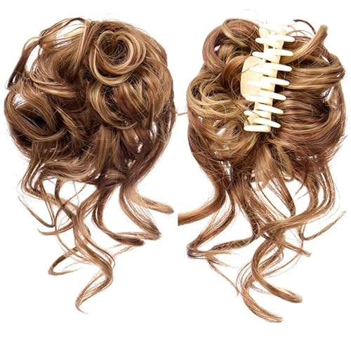 Haarteil Haargummi Synthetischer Chignon Messy Curly Claw Haarknoten Scrunchy Fake False Hair Band Tail for Frauen Haarteile Blonde Dutt (Color : SW207)
