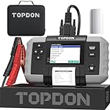 TOPDON BT600 Autobatterietester, batterietester kfz mit Drucker 12 V 24 V 100 bis 2000 CCA 3,5 Zoll Farbbildschirm 5,9 Fuß Kabel, Mini-USB für Software-Update