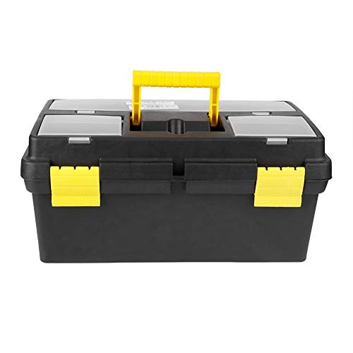 Werkzeugkiste Leer Kunststoff, Werkzeugkoffer Werkzeugkiste Abschließbare Werkzeugbox Abnehmbare Aufbewahrungsbox mit Antirutsch Griff Montagekoffer mit Unterteilungen