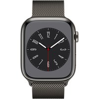 Apple Watch Series 8 (GPS + Cellular) - 45 mm - Graphite Stainless Steel - intelligente Uhr mit Milanaise Armband - Handgelenkgröße: 150-200 mm - 32GB - Wi-Fi, LTE, Bluetooth, UWB - 4G - 51,5 g (MNKX3FD/A)