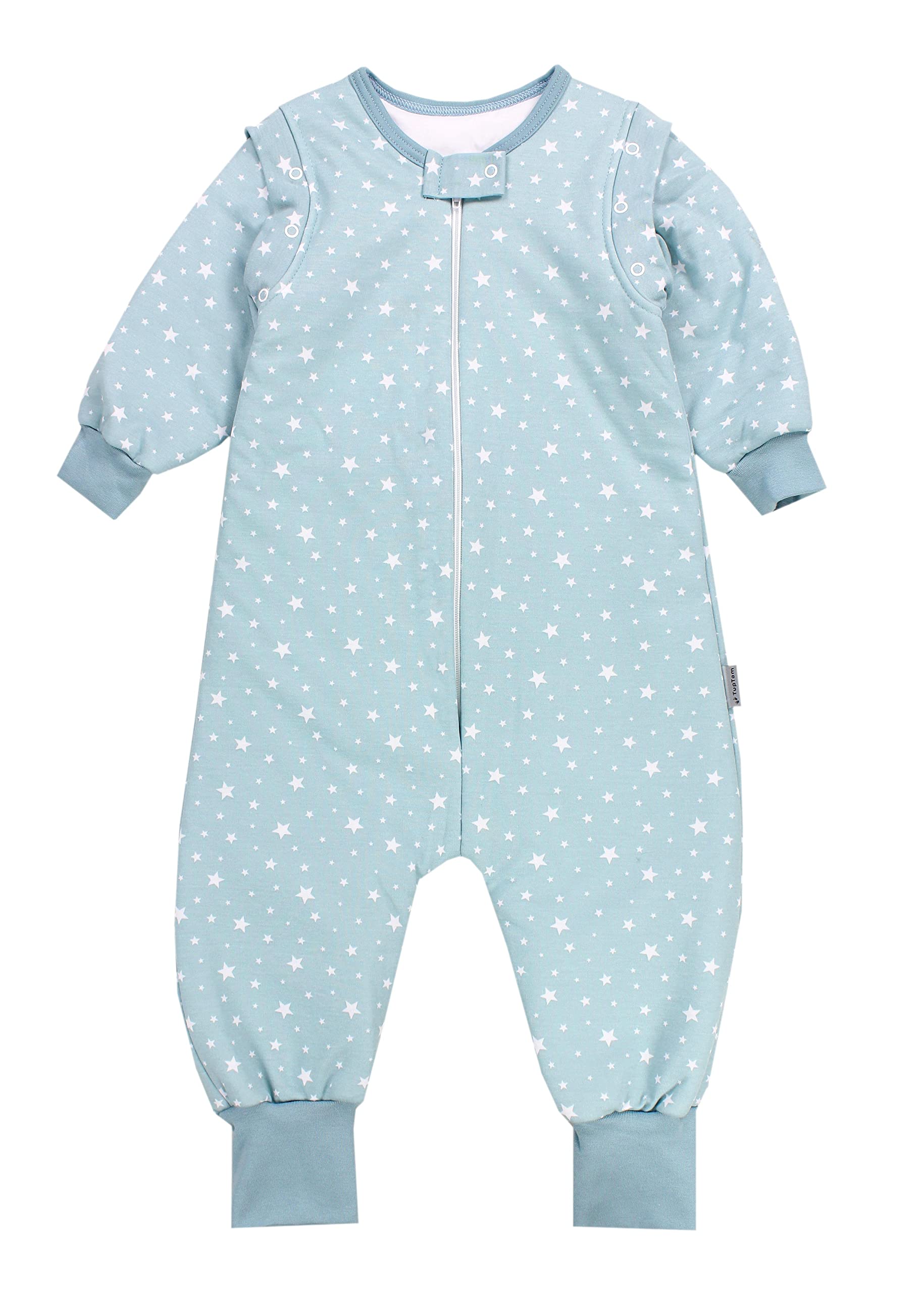 TupTam Baby Schlafsack mit Füßen und Ärmel OEKO-TEX zertifizierte Materialien Winterschlafsack, Farbe: Sterne Mintgrün, Größe: 80-86
