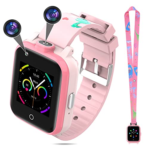 4G Smartwatch für Kinder Smart Watch kinderuhr mit GPS WiFi LBS Tracker,2 Kamera,SOS,Wecker, Jungen Mädchen Smartphone für Kids 3-12 Jahre (Rosa)