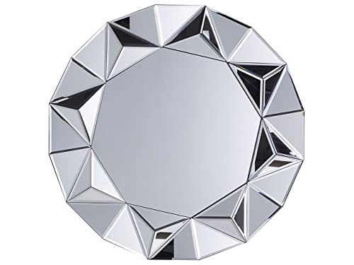 Beliani Wandspiegel im Glamour Stil rund Dia. 70 cm Silber Habay