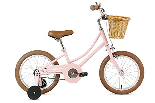 Kids FabricBike - Fahrrad mit Pedalen für Jungen und Mädchen, Abnehmbare Trainingsräder, Hochwertige Bremsen, 12- und 16-Zoll-Räder, 4 Farben (Classic Pink, 16": 3-7 Jahre (96 bis 120 cm hoch))