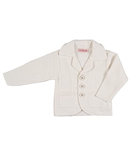 Cocolina4kids Baby Jungen Sakko Strickjacke Weiß oder Ivory Taufanzug Jacke Sakko (80, Ivory)