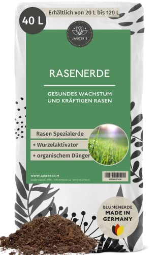 Rasenerde 40 L - 100 % Nachhaltig mit Dünger und Wurzelaktivator - Rasen-Erde - Rasensubstrat Mischung- Perfekter Mutterboden für Rasen und Garten - Rasenhumus - Erde für Rasen