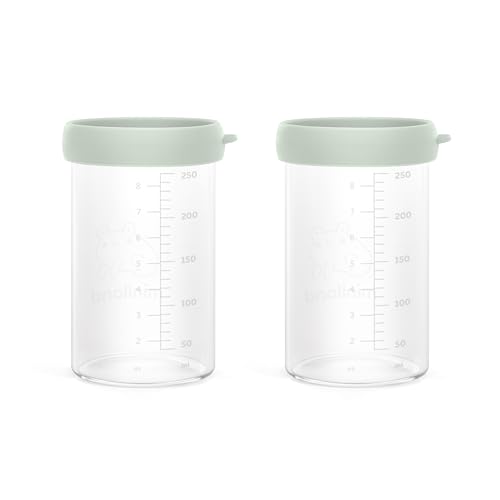 Miniland Ecosized - Set mit zwei luftdichten Glasflaschen mit Skala 250 ml, ideal für Muttermilch.