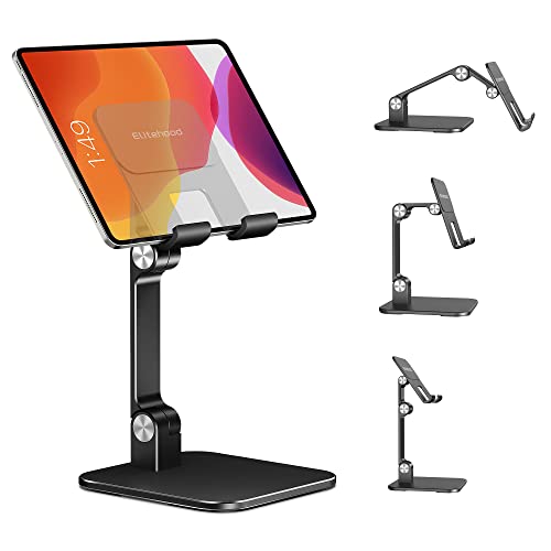 elitehood iPad-Ständer aus Metall für Schreibtisch, höhenverstellbarer iPad Pro Ständer, kompatibel mit 10,2 - 33 cm Tablet und Handys, Schwarz